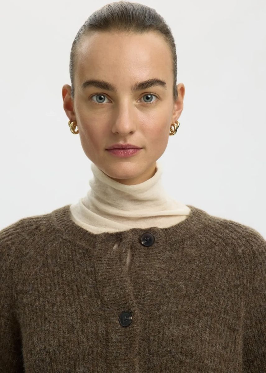 Selected Femme Lulu Knit Cardigan Dachshund Melange