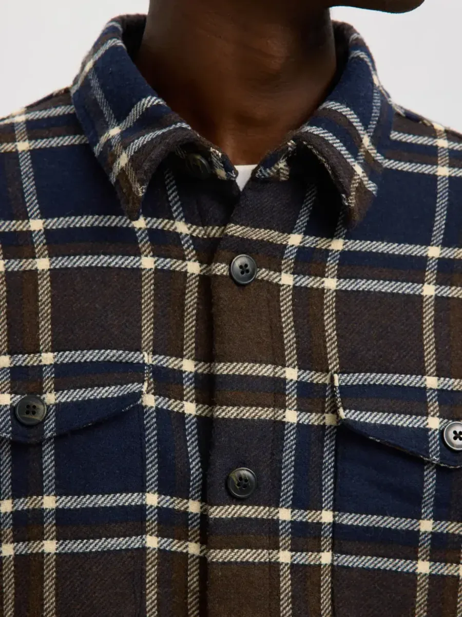 Selected Homme Pablo Wool Blend Overshirt Dark Brown Melange Multicolor
