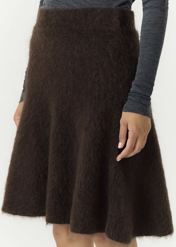 Yas Tilde Mohair Blend Knit Skirt Mole Melange