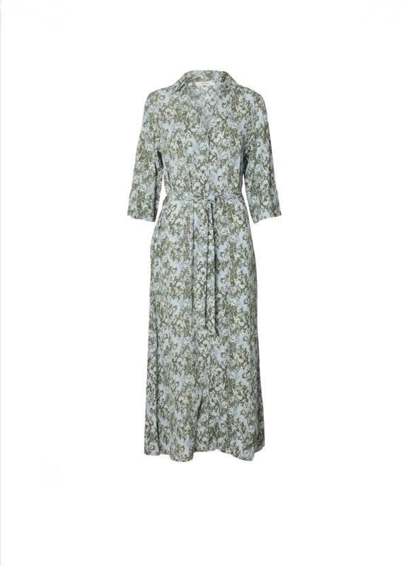 Selected Femme Flora 3/4 Ankle Shirt Dress Deep Litchen Green