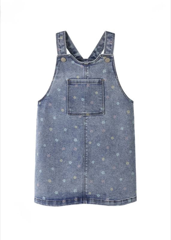 Name It  Rosa Short BIBI Skirt Medium Blue Denim Flower 