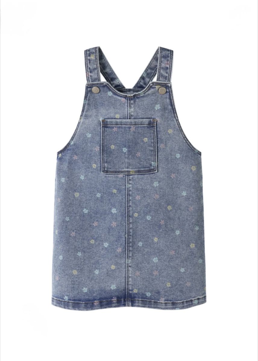Name It  Rosa Short BIBI Skirt Medium Blue Denim Flower 