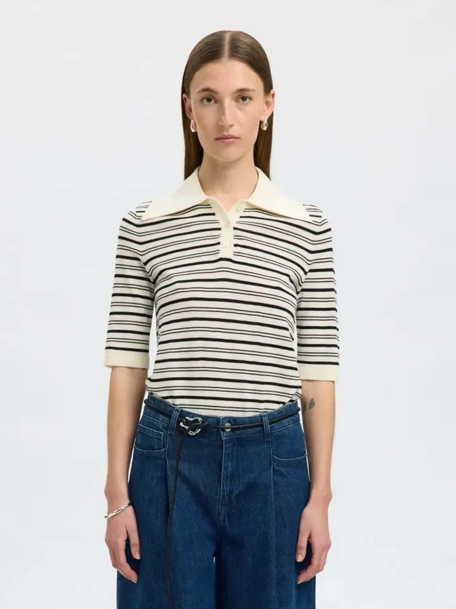 Selected Femme Thea 2/4 Knit Merino Collar Neck