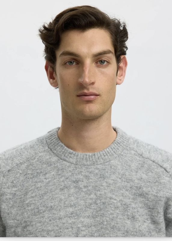 Selected Man Rai Knit Crew Neck Light Grey Melange