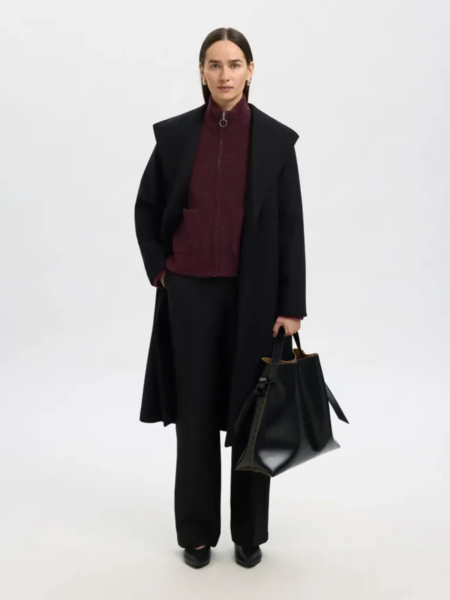 Selected Femme SIA RAS ZIPPER CARDIGAN FIG MELANGE