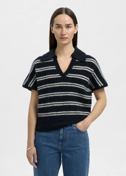 Hovedbilde Selected Femme  Lulu Knit Polo Dark Sapphire Stripes 