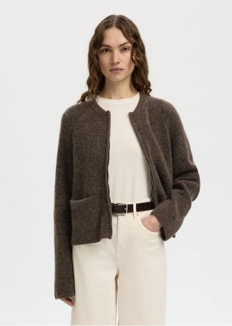 Hovedbilde Selected Femme Sia Ras Knit Short Cardigan Chocolate Chip
