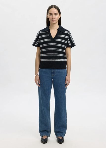 Hovedbilde Selected Femme  Lulu Knit Polo Dark Sapphire Stripes 
