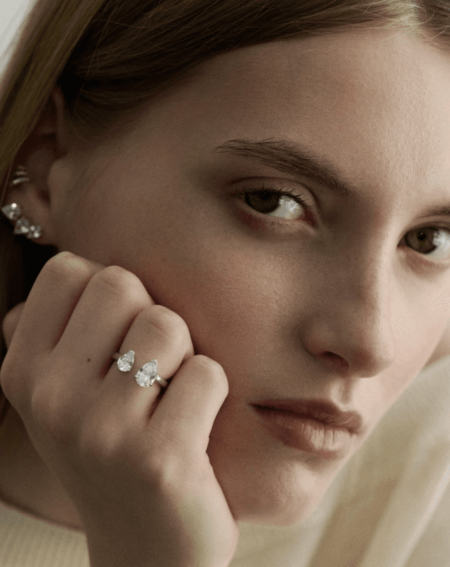ANI Jewels Double Pear Ring Gold