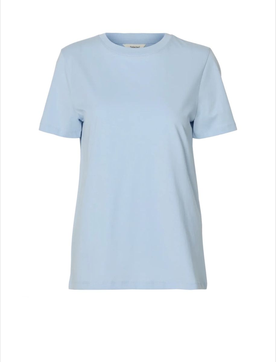 Selected Femme ESSENTIAL O neck Tee Cashmere Blue