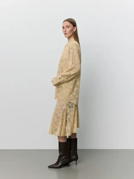 Hovedbilde Sofie Schnoor Lena Distressed Lace Midi Skirt Sand