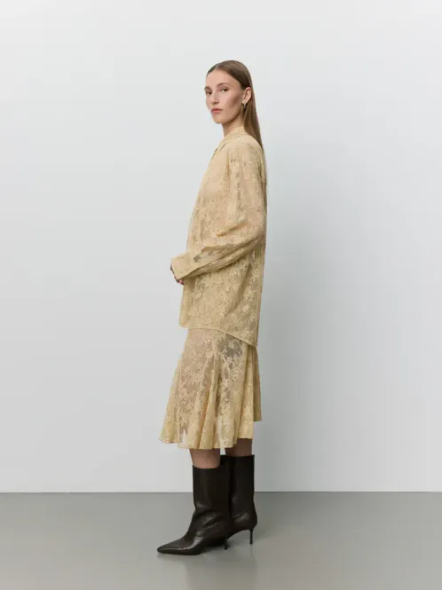 Hovedbilde Sofie Schnoor Lena Distressed Lace Midi Skirt Sand
