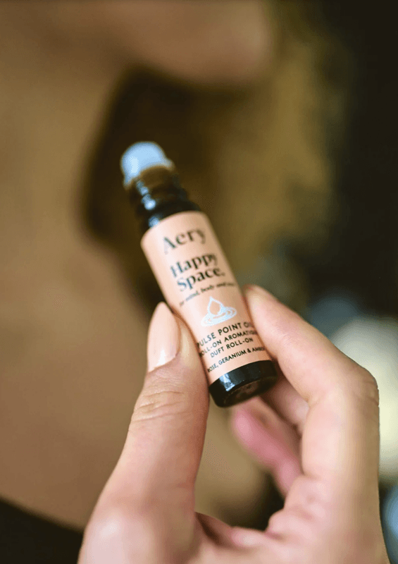 Aery Happy Space Pulse Point Roll On - Rose Geranium and Amber