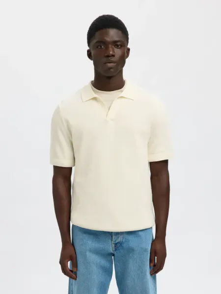 Hovedbilde COLIBRI SS KNIT STRUCTURE OPEN POLO Egret