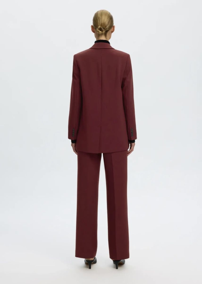 Selected Femme Rita Wide Pant Melange Tawny Port Melange