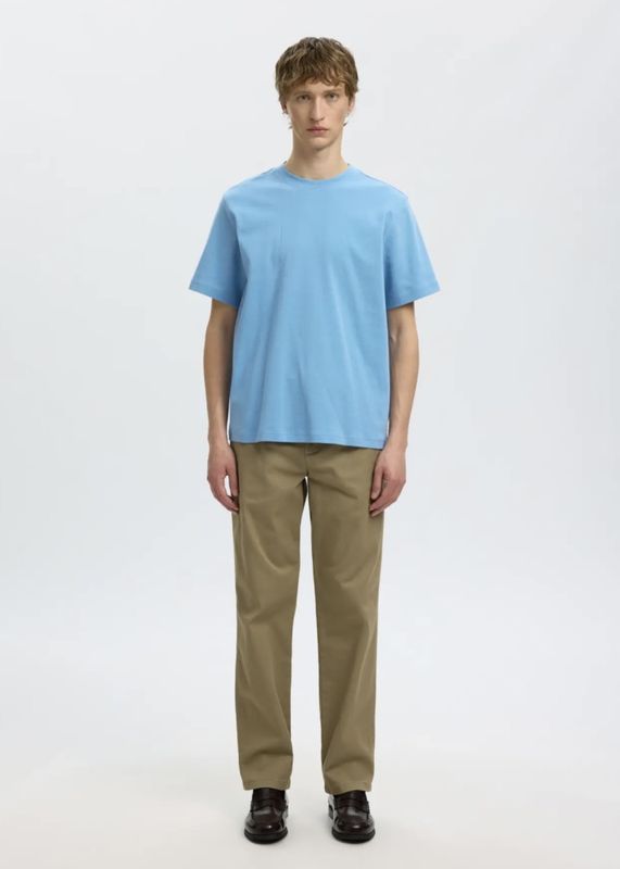 Selected Homme Taj Peach O-neck Blissfull Blue