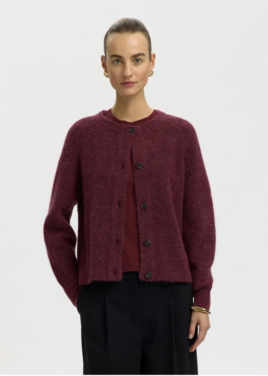 Selected Femme Lulu Cardigan Tawny Port Melange
