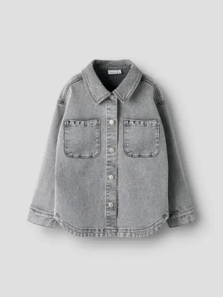Hovedbilde Name It Everlyn Shacket Light Grey Denim Heart Studs