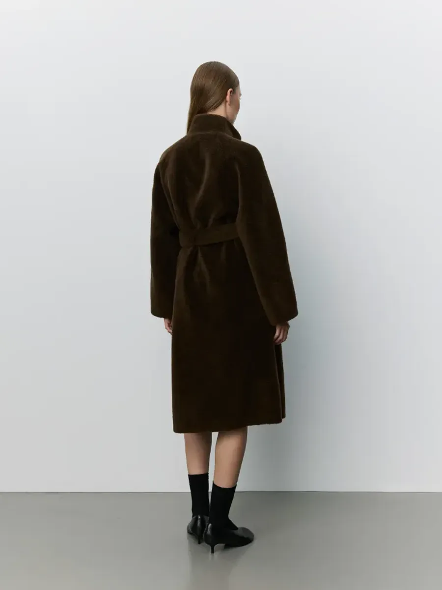 Sofie Schnoor Margit Wool Fur Coat Dark Brown