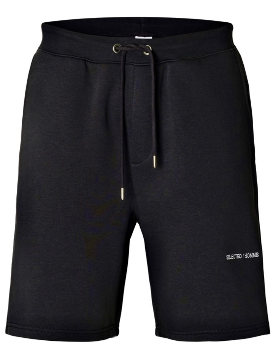 Selected Homme Hankie Loose Logo Sweat Shorts Black