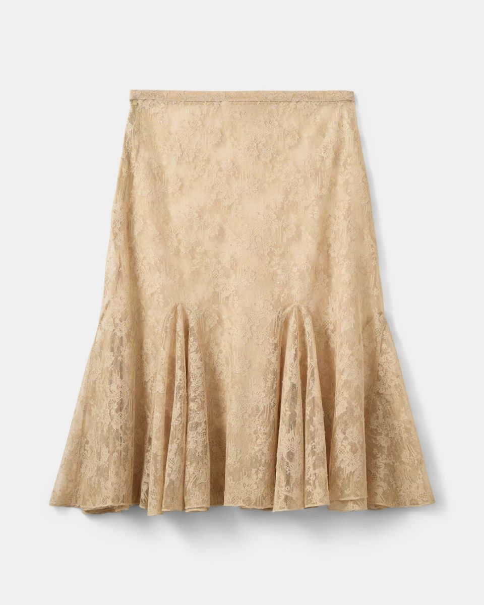 Sofie Schnoor Lena Distressed Lace Midi Skirt Sand