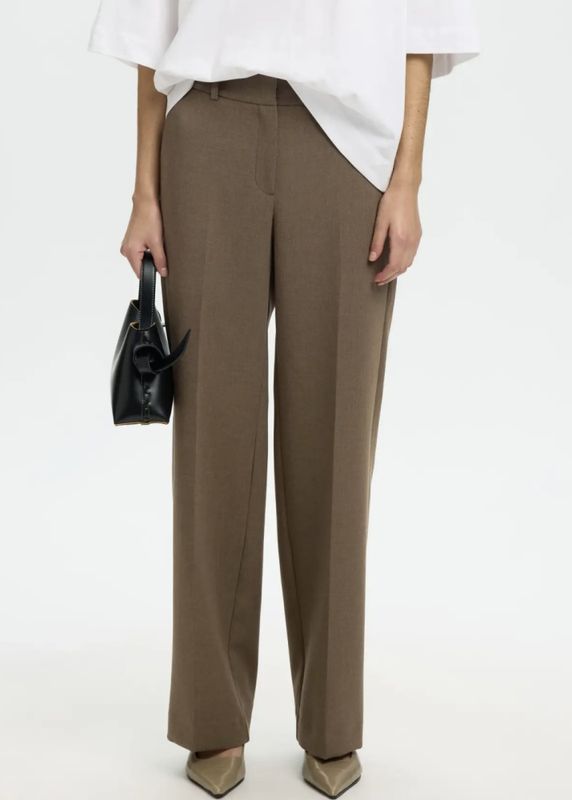 Selected Femme Rita Wide Pant Chokolate Chip