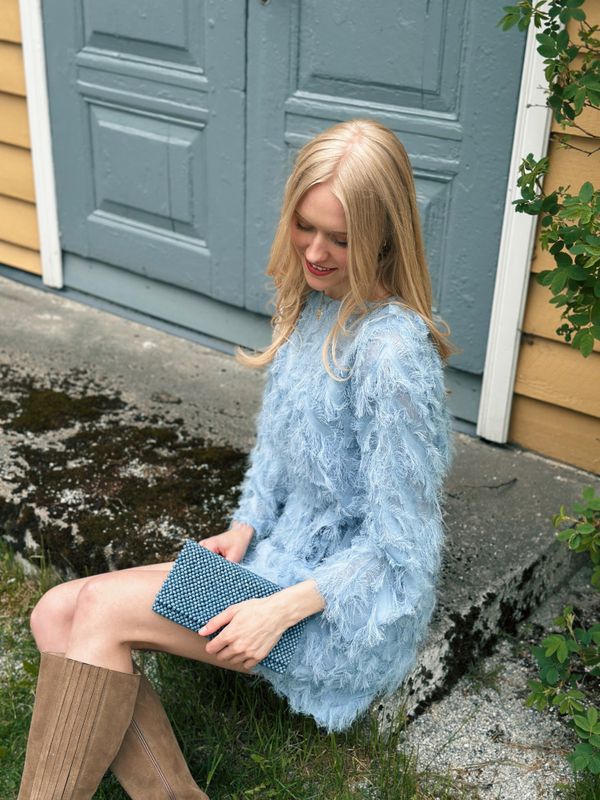Selected Femme Myline Relaxed Boatneck Dress Dusty Blue 