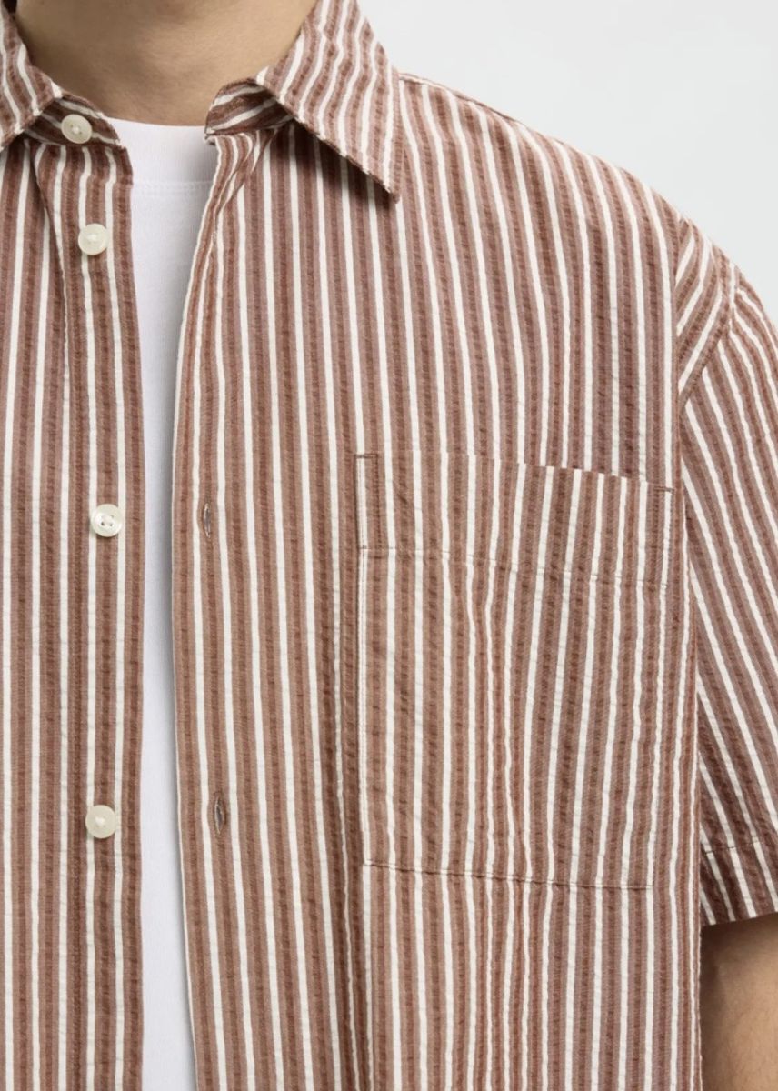 Selected Homme  Stuart Shirt Cherry Mahogany White