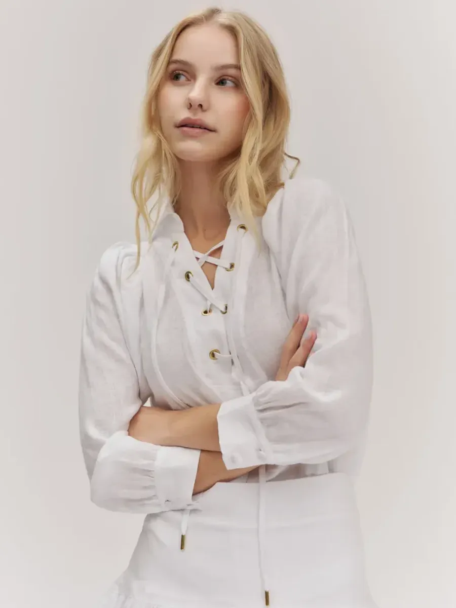 Ella & Il Vivienne Linen Blouse White