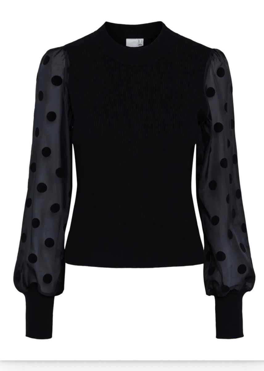 YAS Dotme Pullover Black