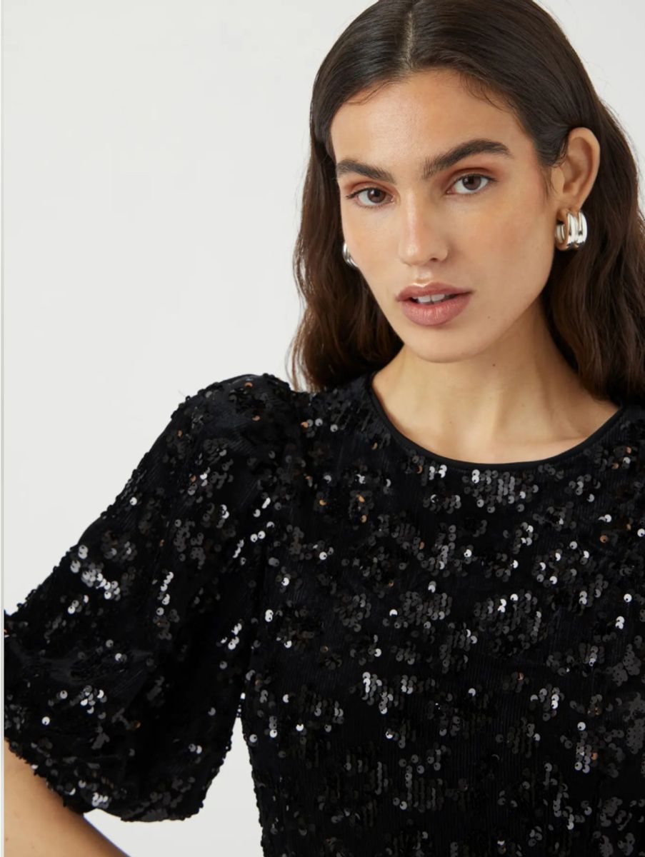 YAS Sofie Sequin 2/4 Kjole Black