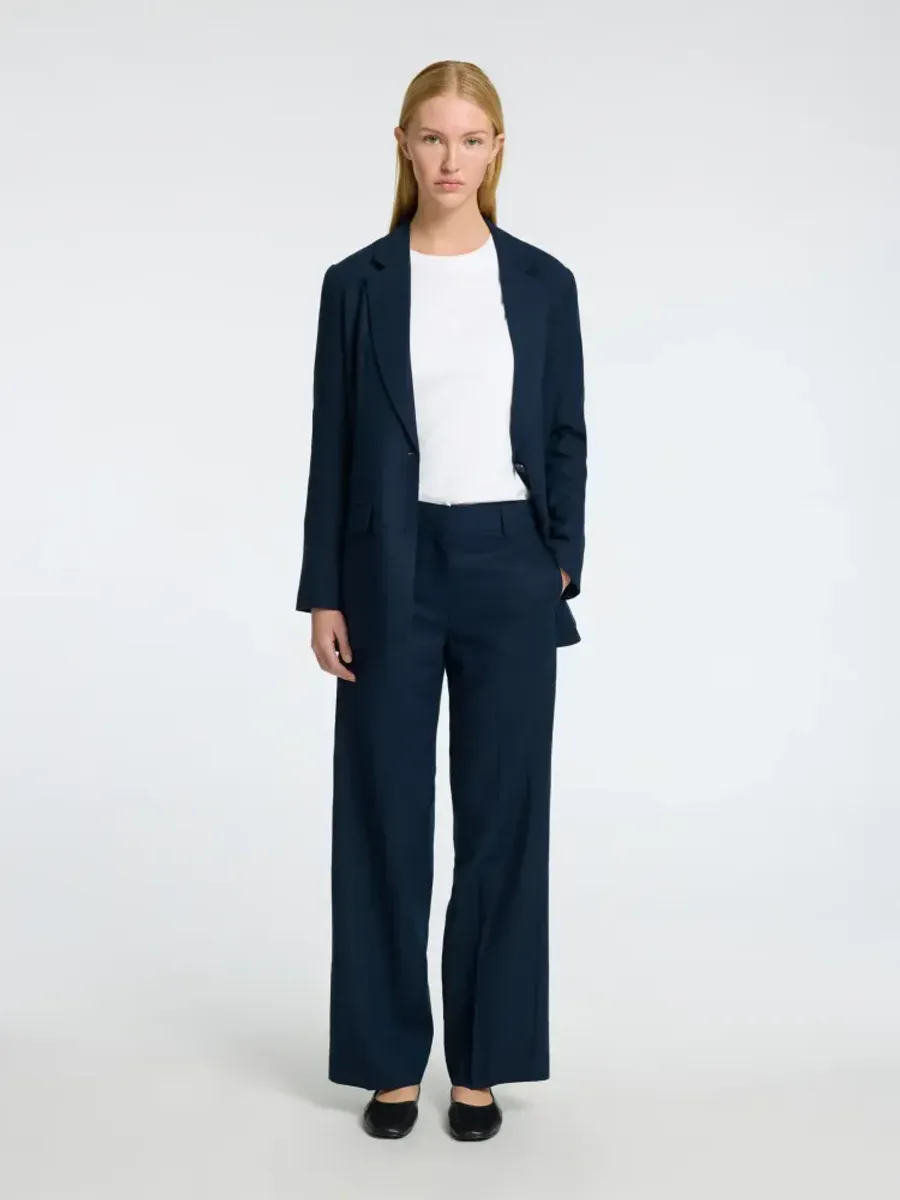 Selected Femme Rita Wide Pant Dark Saphire - Lin - Viscose