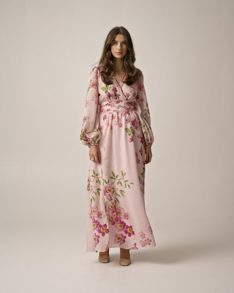 byTiMo Viscose V-Neck Dress Cherry Blossom
