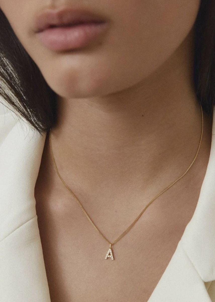 ANI Stone Letter   Charm Gold 