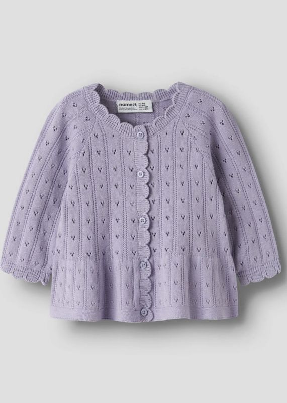 Name It Oxenia Knit Cardigan Heirlom Lilac 100% økologisk bomull