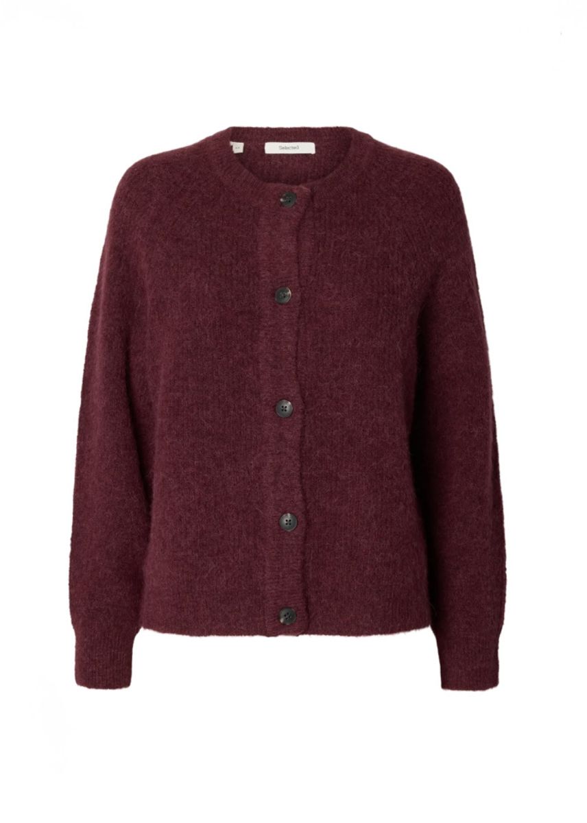 Selected Femme Lulu Cardigan Tawny Port Melange