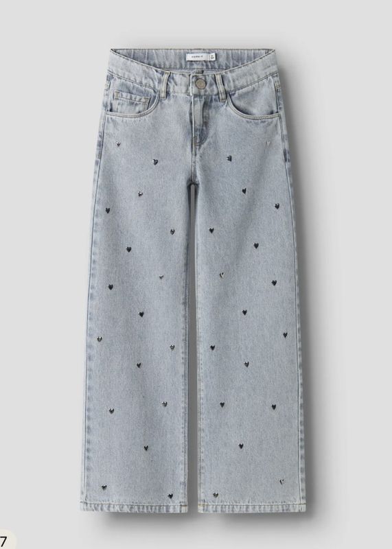 Name It Rose Wide Heart Studs Jeans Light Blue Denim