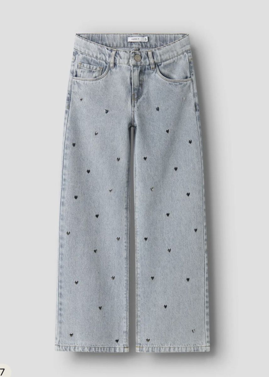 Name It Rose Wide Heart Studs Jeans Light Blue Denim