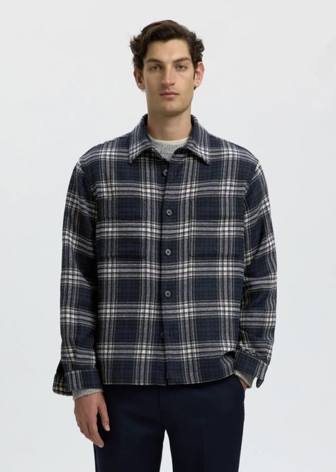 Hovedbilde Selected Man  Pablo Wool Blend Overshirt Sky Captain/ Egret ...