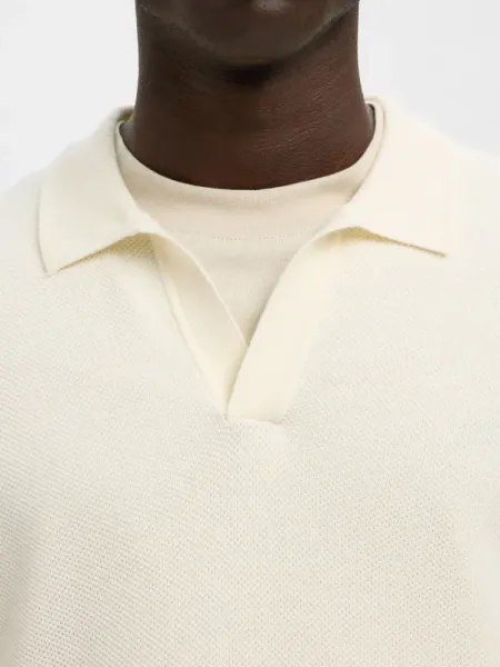 Hovedbilde COLIBRI SS KNIT STRUCTURE OPEN POLO Egret