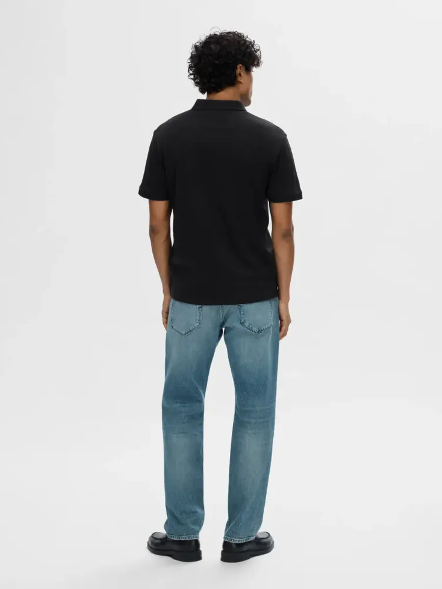 Selected Homme Fave Zip Polo Black