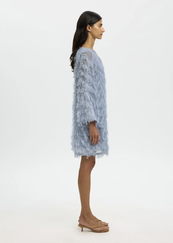 Selected Femme Myline Relaxed Boatneck Dress Dusty Blue 