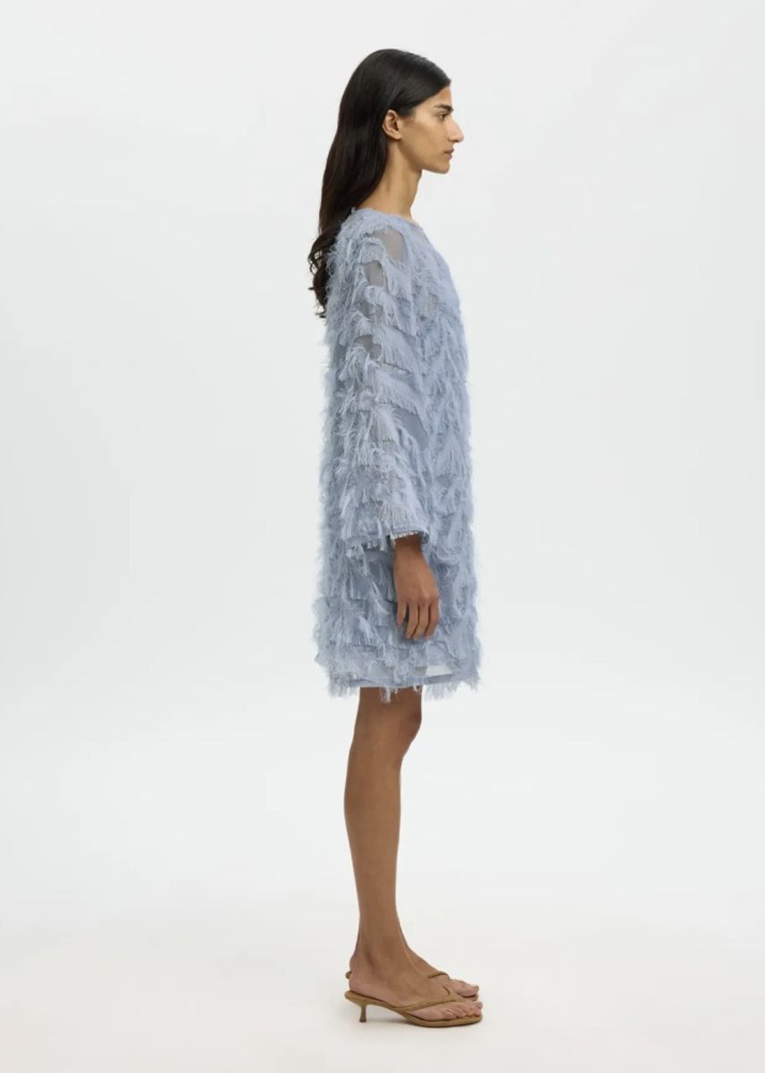 Selected Femme Myline Relaxed Boatneck Dress Dusty Blue 