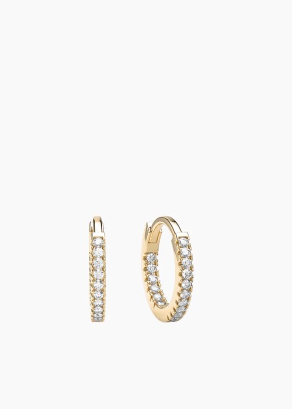 ANI Jewels Stone Huggie Hoops Gold 9mm