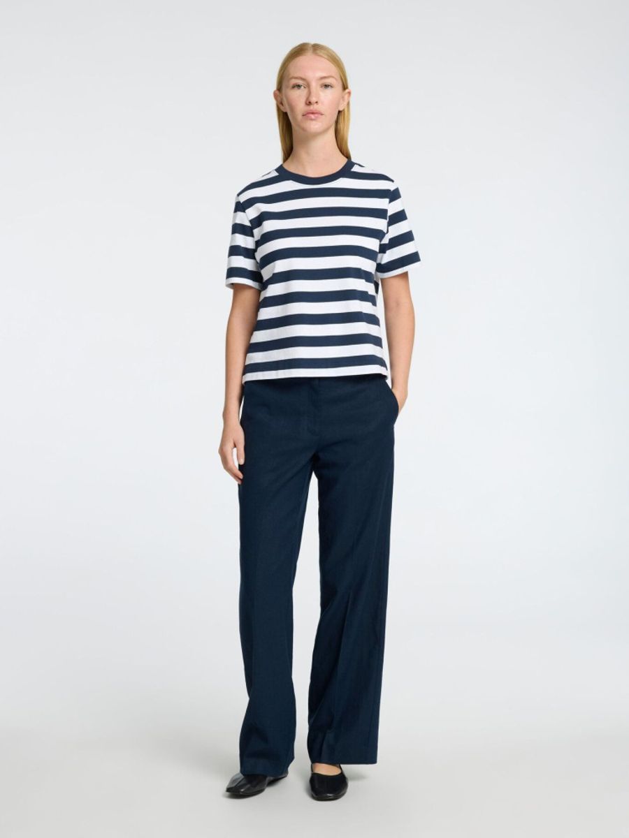 Selected Femme Essential Boxy Tee Dark Sapphire BRIGHT WHITE 