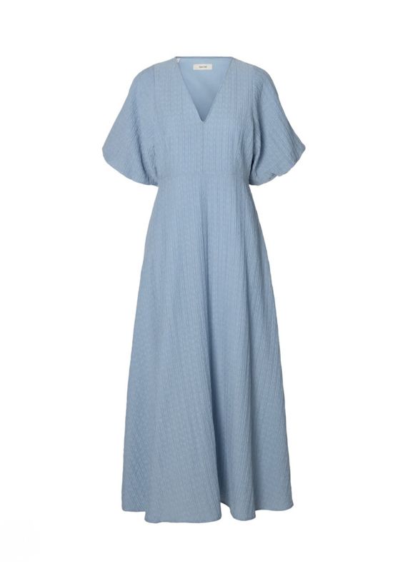 Selected Femme Maddie Closed Back Midi Dress Dusty Blue 