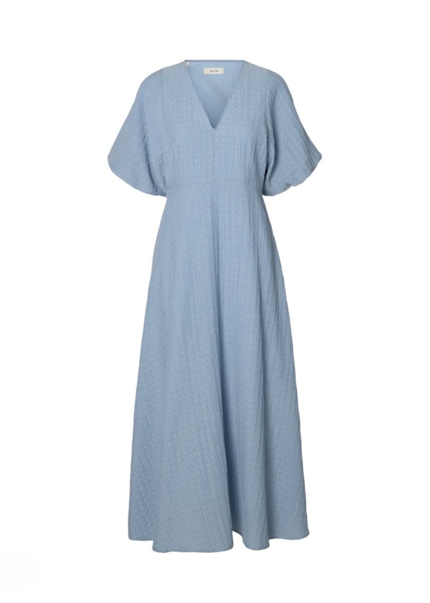 Selected Femme Maddie Closed Back Midi Dress Dusty Blue 