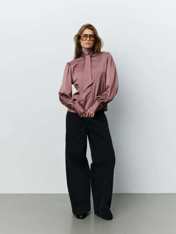 Sofie Schnoor Satin Shirt Dark Plum