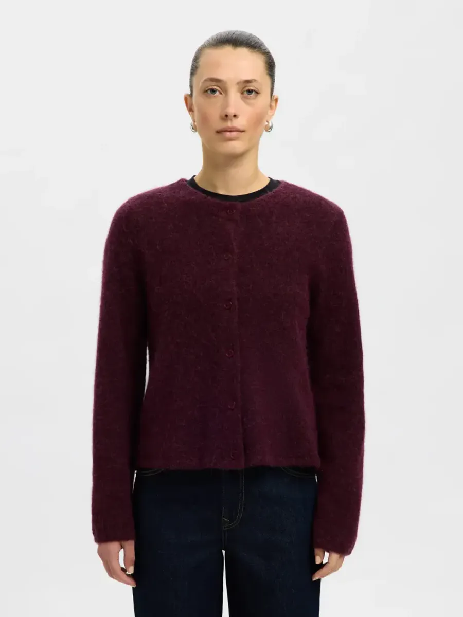 Selected Femme Lulu New Knit Cardigan Fig Melange