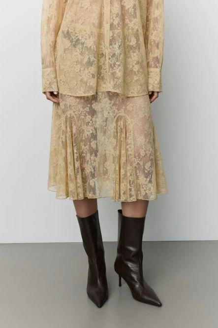 Hovedbilde Sofie Schnoor Lena Distressed Lace Midi Skirt Sand
